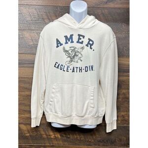 American‎ Eagle Outfitters Hoodie Sweatshirt Large Unisex Graphic Cream Athletic